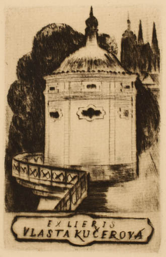 Exlibris by Antonin Homolka from Czech Republic for Vlasta Kucerova - Architecture 