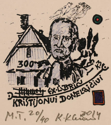 Exlibris by Klemensas Kupriunas from Lithuania for Kristijonas Donelaitis - Literature Portrait 