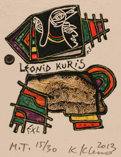 Exlibris by Klemensas Kupriunas from Lithuania for Leonid Kuris - Abstract 