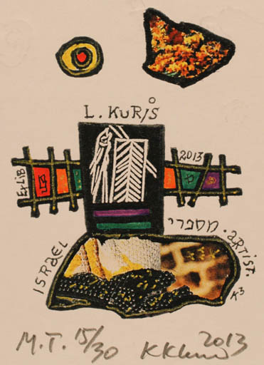 Exlibris by Klemensas Kupriunas from Lithuania for Leonid Kuris - Abstract 