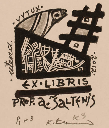 Exlibris by Klemensas Kupriunas from Lithuania for Prof. A. Saltenis - Abstract 