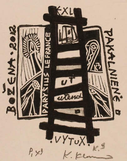 Exlibris by Klemensas Kupriunas from Lithuania for Bozena Pakalniene - Abstract 