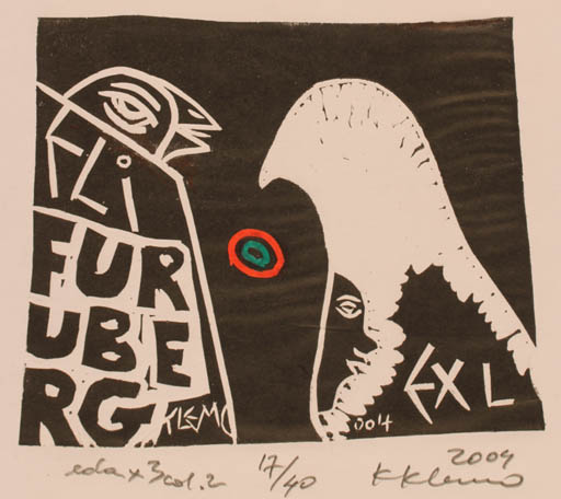 Exlibris by Klemensas Kupriunas from Lithuania for Eli Furuberg - Abstract Bird 