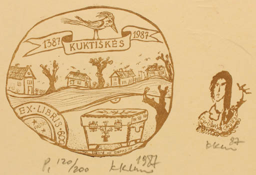 Exlibris by Klemensas Kupriunas from Lithuania for ? ? - City 