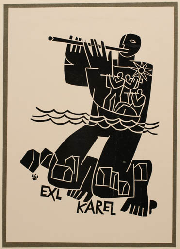 Exlibris by Miroslav Houra from Czech Republic for ? Karel - Man Maritime Music 