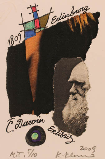 Exlibris by Klemensas Kupriunas from Lithuania for Charles Darwin - Abstract 