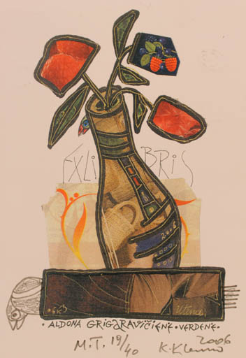 Exlibris by Klemensas Kupriunas from Lithuania for Aldona Grigaraviciene - Abstract 