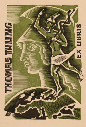 Exlibris by Johann Naha from Germany for Thomas Tuling - Hermes Mythology 