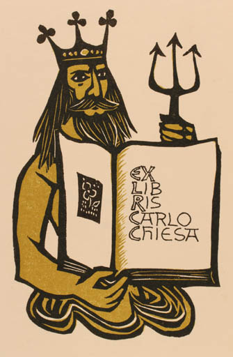 Exlibris by Kobi Baumgartner from Schwitzerland for Carlo Chiesa - Book Mythology 