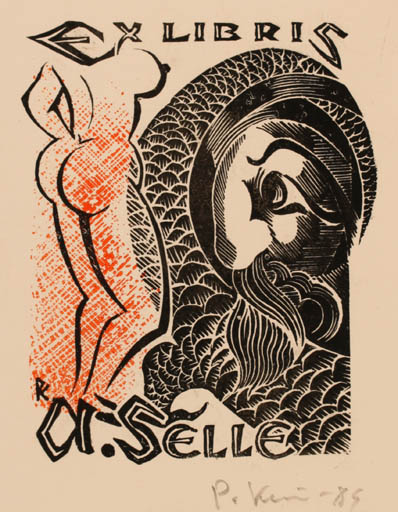 Exlibris by Rudolf Kopylov from Russia for Angelika Selle - Woman Mythology 