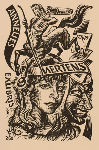 Exlibris by Frank-Ivo van Damme from Belgium for Annelise Mertens - Mythology 