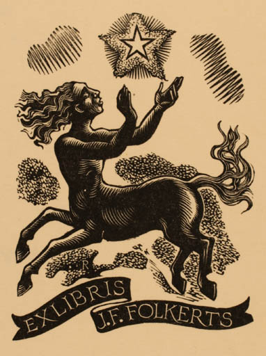 Exlibris by Pam Georg Rueter from Netherland for J. F. Folkerts - Mythology 