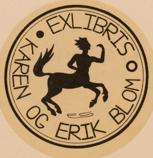 Exlibris by Erik Sadolin from Denmark for Karen & Erik Blom - Mythology 