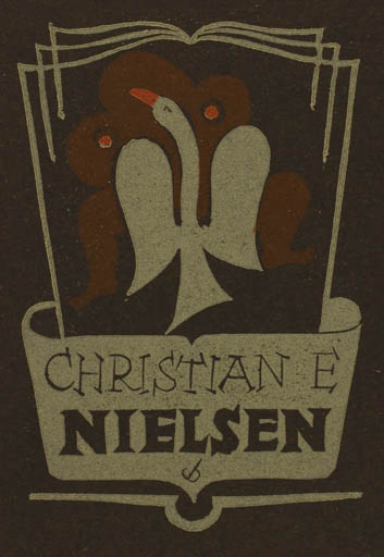 Exlibris by Christian Blæsbjerg from Denmark for E. Nielsen Christian - Leda and the Swan Mythology 