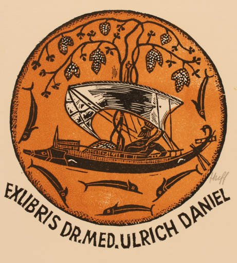 Exlibris by Hermann Huffert from Germany for Dr. Ulrich Daniel - Classical antiquity 