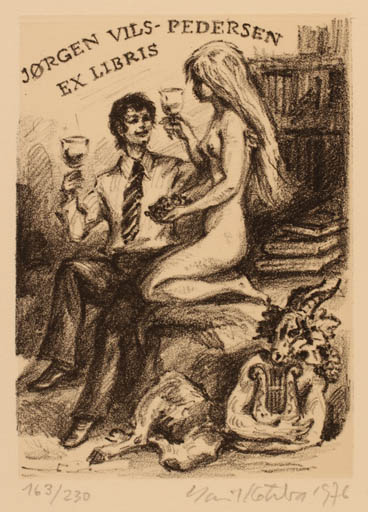 Exlibris by Emil Kotrba from Czechoslovakia for Jørgen Vils Pedersen - Couple 