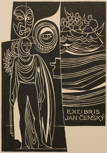 Exlibris by Dusan Janousek from Czech Republic for Jan Censky - Abstract Man Maritime 