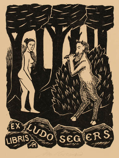 Exlibris by Svend Aage Mollerup from Denmark for Ludo Segers - Mythology Pan/Faun 