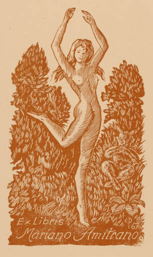 Exlibris by Edmund Peter from Denmark for Mariano Amitrano - Woman Mythology 