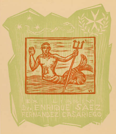 Exlibris by Remo Wolf from Italy for Fernandez Casariego - Mythology 