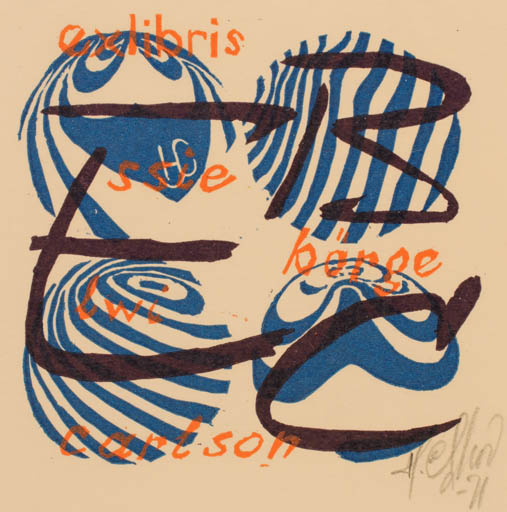 Exlibris by Henry Carlo Skov from Denmark for Essie & Börge Elwi Carlson - Abstract 