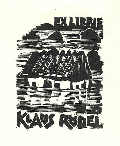 Exlibris by Kàroly Andrusko from Yugoslavia for Klaus Rödel - 