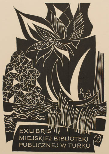 Exlibris by Dusan Janousek from Czech Republic for ? Miejskiej Biblioteki Publicznej w Turku - Bird Maritime 