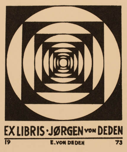 Exlibris by Erik Brønsdorff von Deden from Denmark for Jørgen von Deden - Abstract 