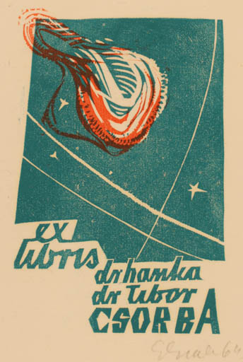 Exlibris by Edward Grabowski from Poland for Hanka i Tibor Csorba - Abstract 