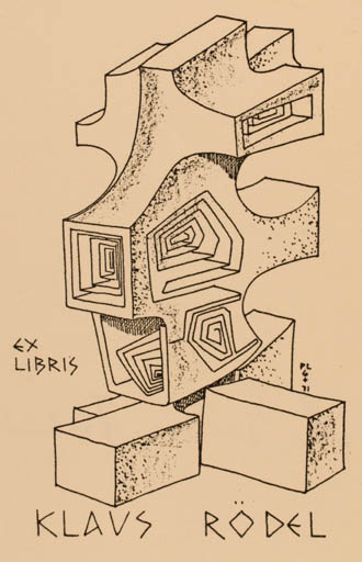 Exlibris by Pier-Luigi Gerosa from Italy for Klaus Rödel - Abstract 