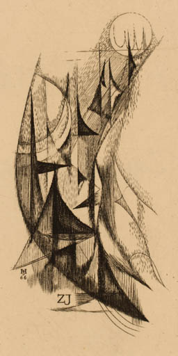 Exlibris by Jan Holla from Unknown for Zdenék Jiráñ - Abstract 