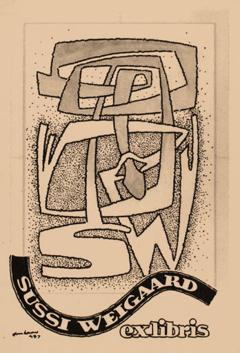 Exlibris by Hans Chr. Hornhaver from Denmark for Sussi Weigaard - Abstract 