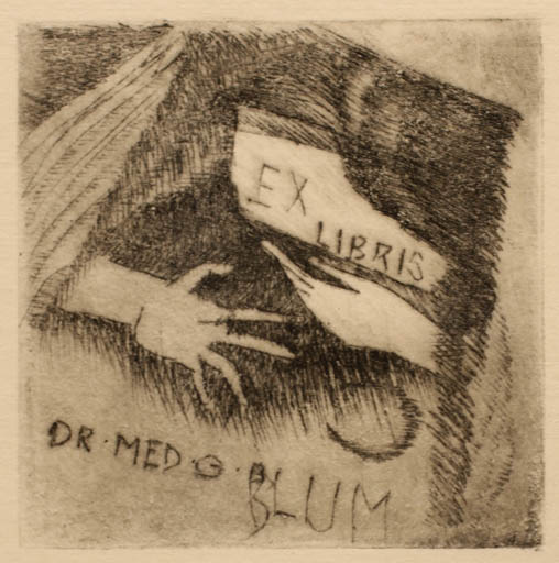 Exlibris by Jana Jemelkova from Czech Republic for Dr. Gernot Blum - Hand(s) 