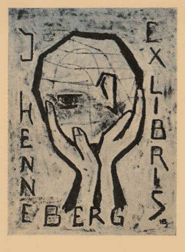 Exlibris by Vagn Bjerre from Denmark for J Henneberg - Hand(s) 