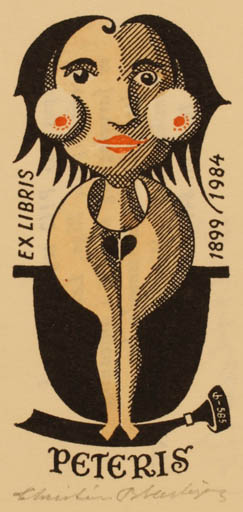 Exlibris by Christian Blæsbjerg from Denmark for ? Peteris - Woman Surrealism 