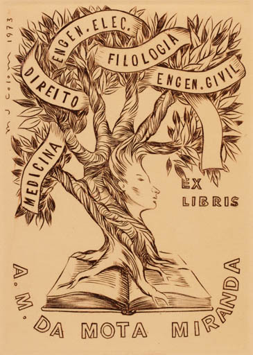 Exlibris by Maria Josefa Colom from Spain for Artur Mario Da Mota Miranda - Surrealism 