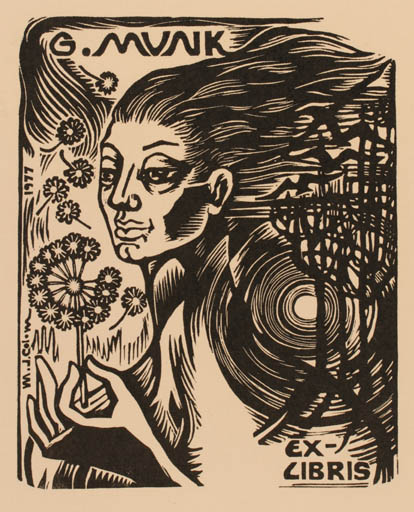 Exlibris by Maria Josefa Colom from Spain for G. Munk - Portrait 