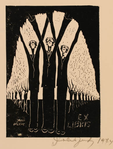 Exlibris by Janko Dolene from Yugoslavia for Janko Dolene - Surrealism 
