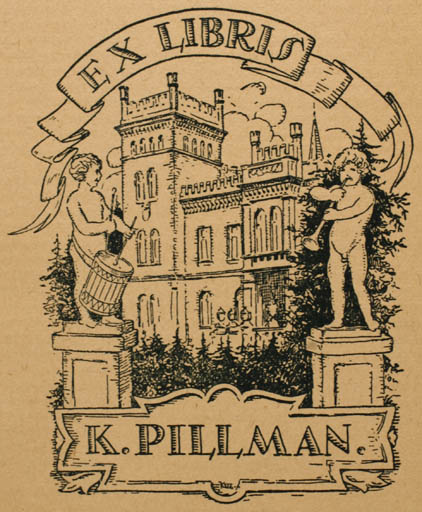 Exlibris by ? Klimanek from Czech Republic for K. Pillman - Architecture Castle/Palace Music 