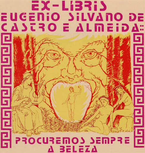 Exlibris by Aulo-Gélio S. Godinho from Portugal for Eugenio Silvano de Casero e Almeida - Surrealism 