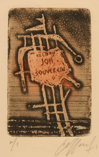 Exlibris by Prof. Ernesto Guffanti from Italy for Johannes Souverein - Abstract 