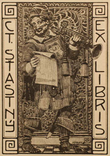 Exlibris by Jano Köhler from Czech Republic for Ctibor Stastny - Man Music 