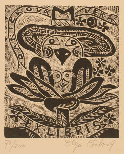 Exlibris by Olga Cechova from Czech Republic for Vera Darickova - Surrealism 