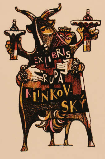 Exlibris by Josef Liesler from Czech Republic for Ruda Klinkovsky - Surrealism 