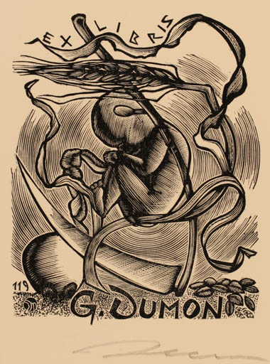 Exlibris by Jan Meeus from Belgium for Georges Dumon - Surrealism 