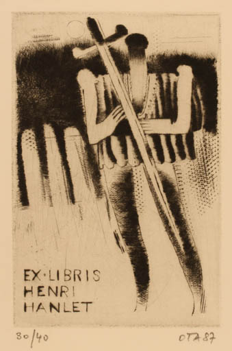 Exlibris by Ota Nalezinek from Luxembourg for Henri Hanlet - Surrealism 