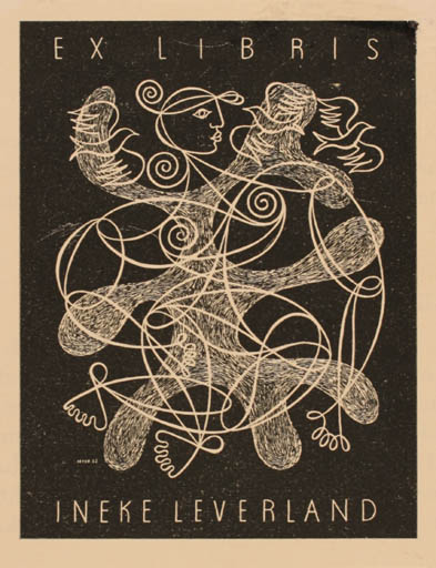 Exlibris by Geni Peter from Netherland for Ineke Leverland - Abstract 