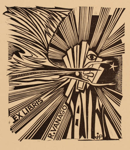 Exlibris by J. Petrauskas from Lithuania for R Vanago - Surrealism 