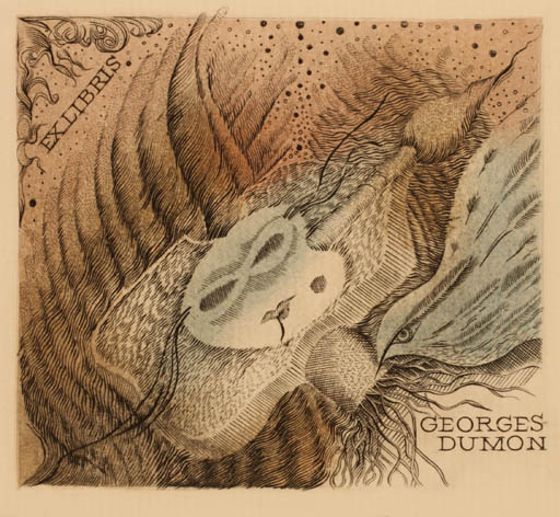 Exlibris by Danuta  Pisarek-Dassara from Belgium for Georges Dumon - Surrealism 