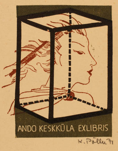 Exlibris by Kaljo Pöller from Estonia for Ando Keskkúla - Woman 